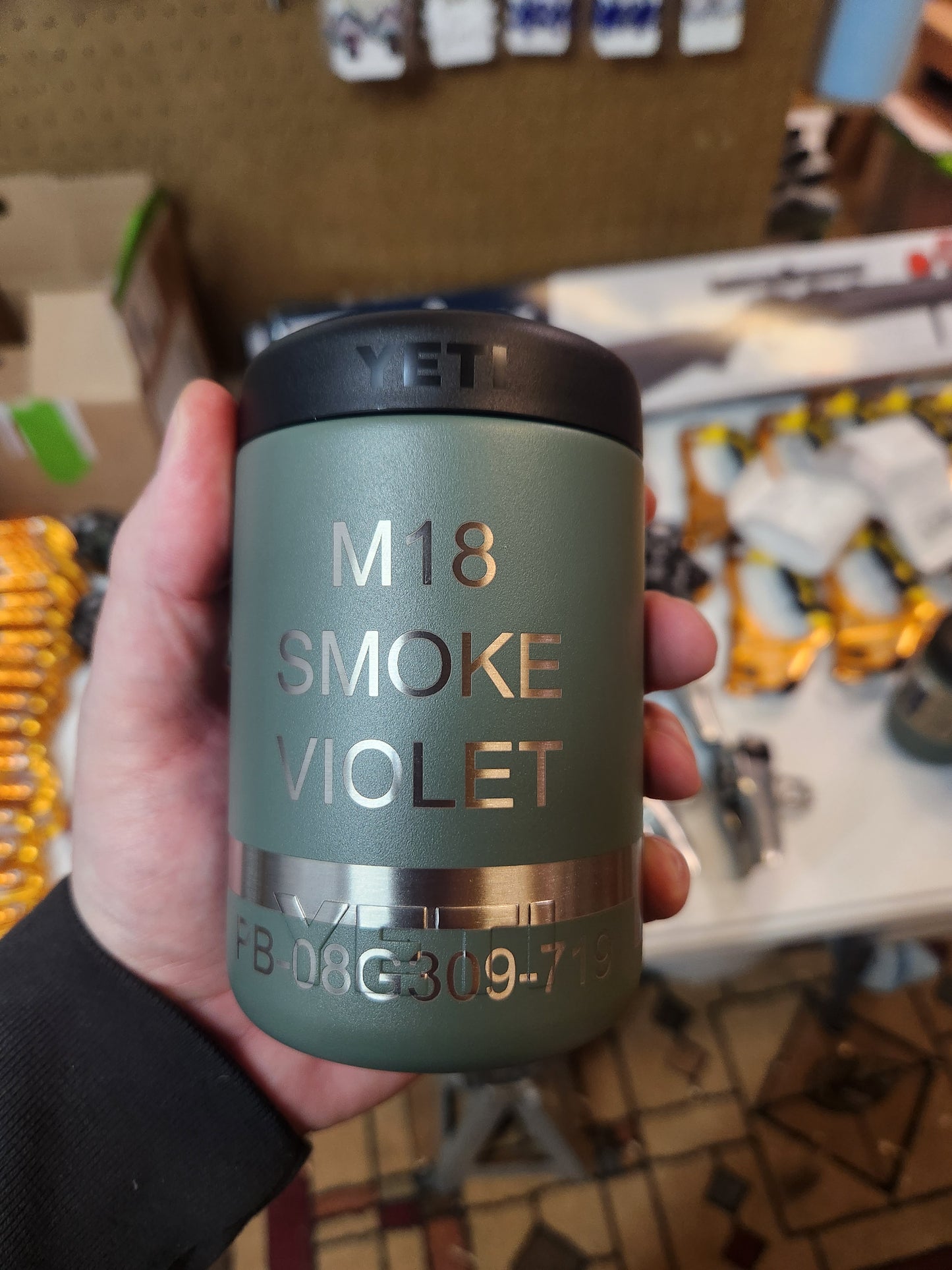 M18 Smoke Grenade Can Cooler, 12oz Engraved Grenade Yeti Rambler Colster Can Insulator