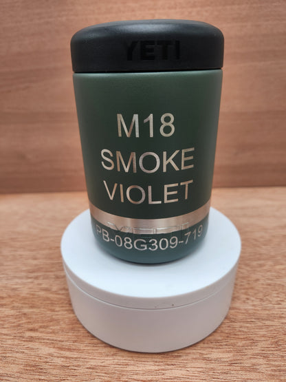 M18 Smoke Grenade Can Cooler, 12oz Engraved Grenade Yeti Rambler Colster Can Insulator