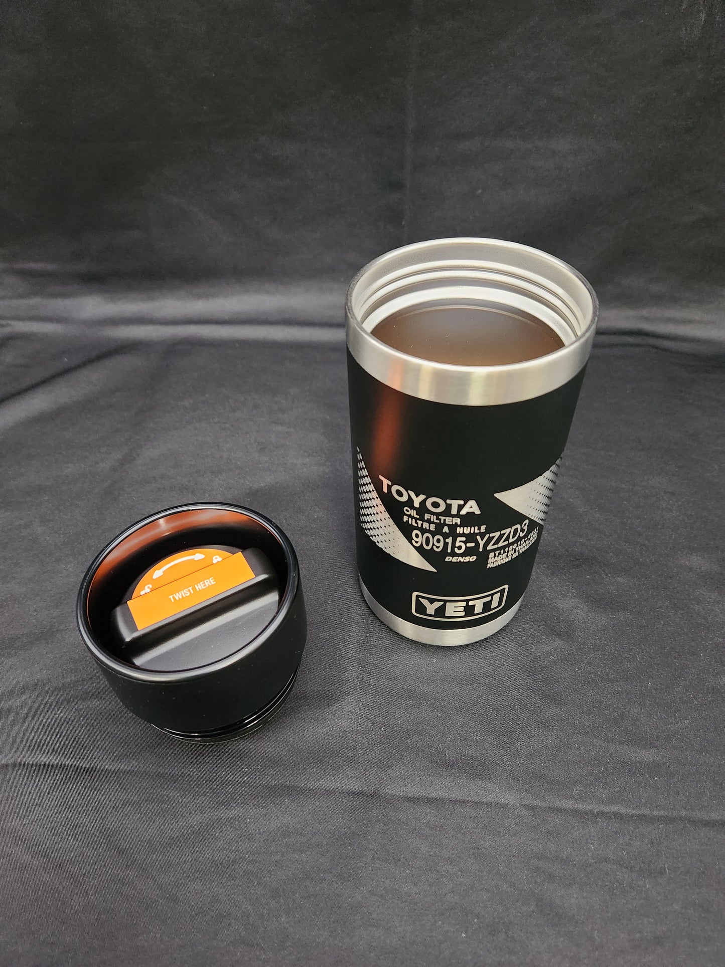 Toyota Oil Filter 90915-YZZD3 12oz Yeti Rambler Coffee Mug, Laser Engraved Yeti Rambler Travel Mug