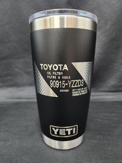 Toyota Oil Filter 90915-YZZD3 20oz Yeti Rambler Tumbler, Laser Engraved Insulated Yeti Rambler Tumlbler