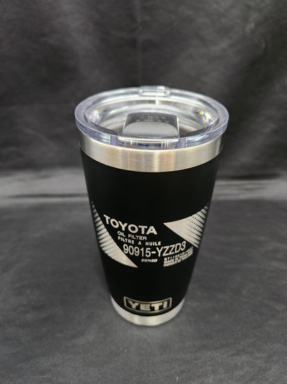 Toyota Oil Filter 90915-YZZD3 20oz Yeti Rambler Tumbler, Laser Engraved Insulated Yeti Rambler Tumlbler