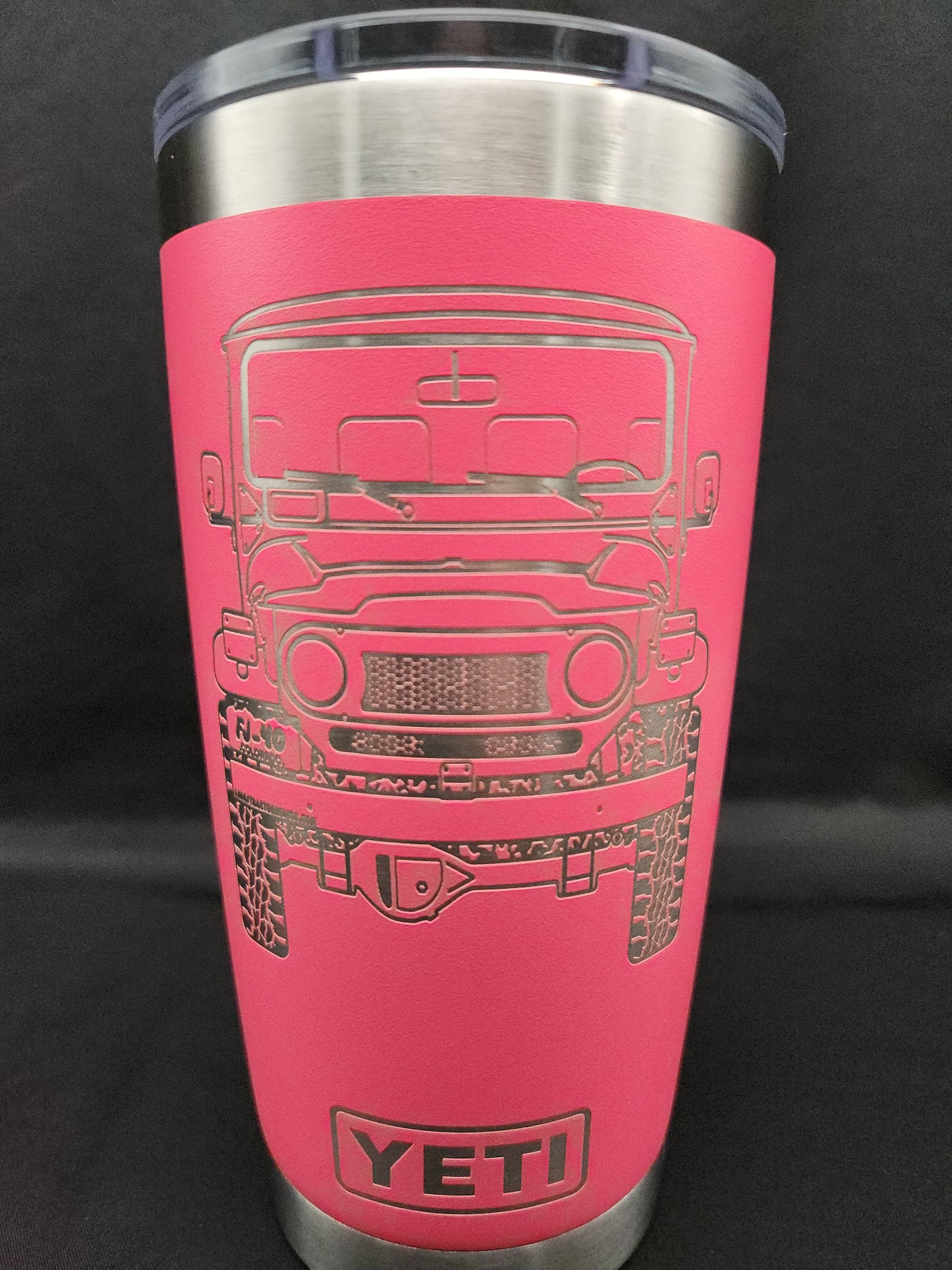 Toyota FJ40 Front/Back 20oz Yeti Rambler Tumbler, Laser Engraved Insulated Yeti Rambler Tumlbler