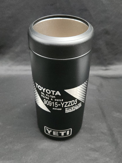 Toyota Oil Filter 90915-YZZD3, 12oz Yeti Slim Skinny Can Cooler, Laser Engraved, Yeti Rambler Colster, Can Insulator