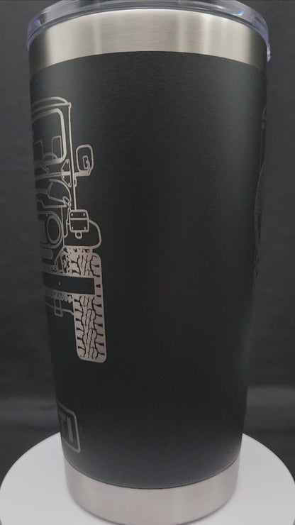 Toyota FJ40 Front/Back 20oz Yeti Rambler Tumbler, Laser Engraved Insulated Yeti Rambler Tumlbler